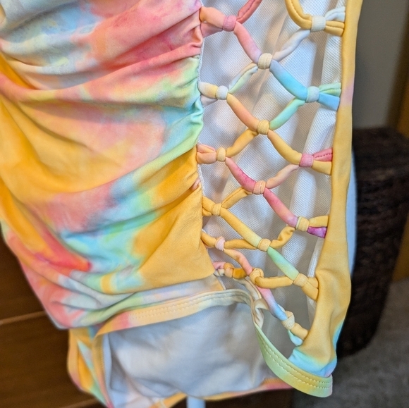 MeetCurve Tie Dye Halter Sexy Cut Out One Piece Swim Suit - Picture 4 of 12